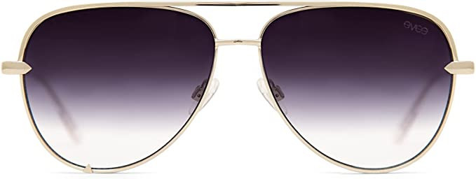 EVEE Fashionable Metal Aviator Sunglasses with Oversize Flat Reflective Mirror Lenses (GEMINI) | Amazon (US)