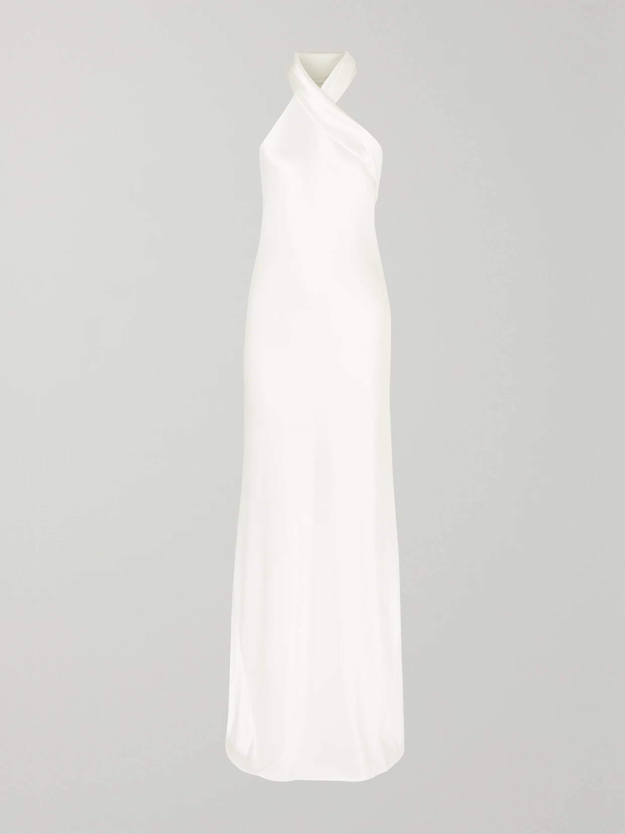Galvan - Mayfair Halterneck Asymmetric Satin Gown - White | NET-A-PORTER (UK & EU)
