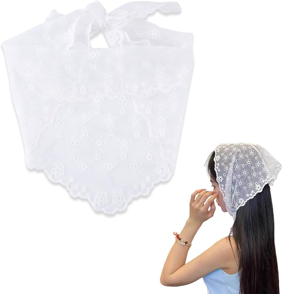 White Bandana Headband Lace Triangle Head Scarf for Women's Hair Scarf Bandana for Girls Women Fl... | Amazon (CA)