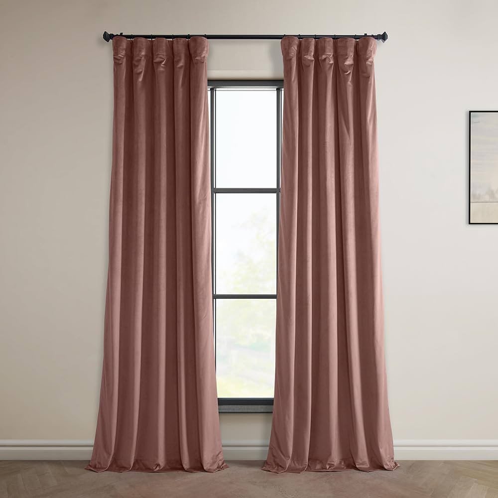 HPD Half Price Drapes VPYC-161234-96 Plush Velvet Curtain (1 Panel), 50 X 96, Wild Rose | Amazon (US)