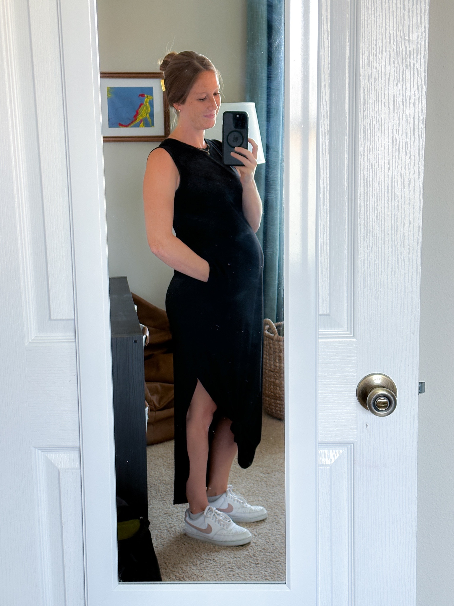 Bump friendly casual dress ✨ 
Wearing my normal size small with plenty of room for the bump. It has lots of stretch so I think I’ll even be able to wear it the whole time! 

#LTKStyleTip #LTKFindsUnder50 #LTKBump