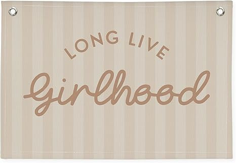Girls Room Decor Long Live Girlhood Linen Banner Hanging Flag Vintage Pink Banner for Nursery Pla... | Amazon (US)