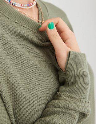 Aerie The Happiest Textured Oversized Sweatshirt | American Eagle Outfitters (US & CA)