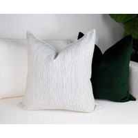 Ava - Off White W/Black Linen Striped Pillow Cover With Concealed Zipper Closure | Etsy (US)