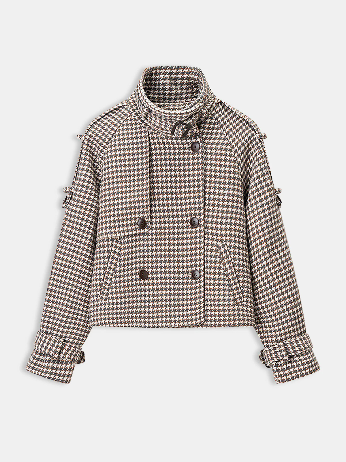 Houndstooth Double-Breasted Tweed Coat | Commense