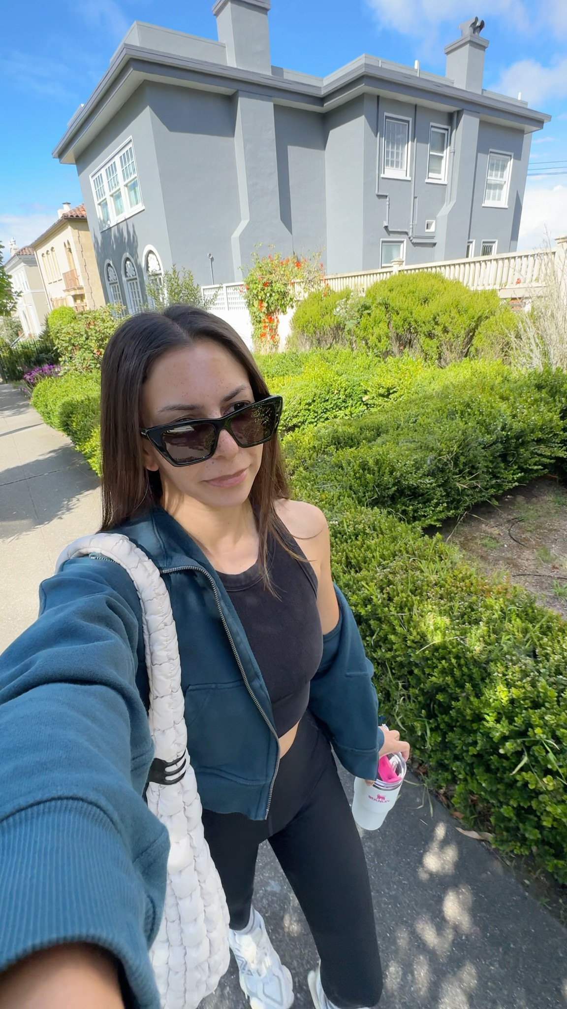 Workout outfit

@Alo Yoga bra top- medium (30% off)
@abercrombie leggings- small short
@lululemon hoodie- xs/s
YSL sunglasses
@Target puffer tote bag
New balance 9060 sneakers
Tavi grip socks 

Petite, Pilates outfit, barre outfit, gym bag, fitness, active wear

#LTKPetite #LTKActive #LTKfitnessgoals