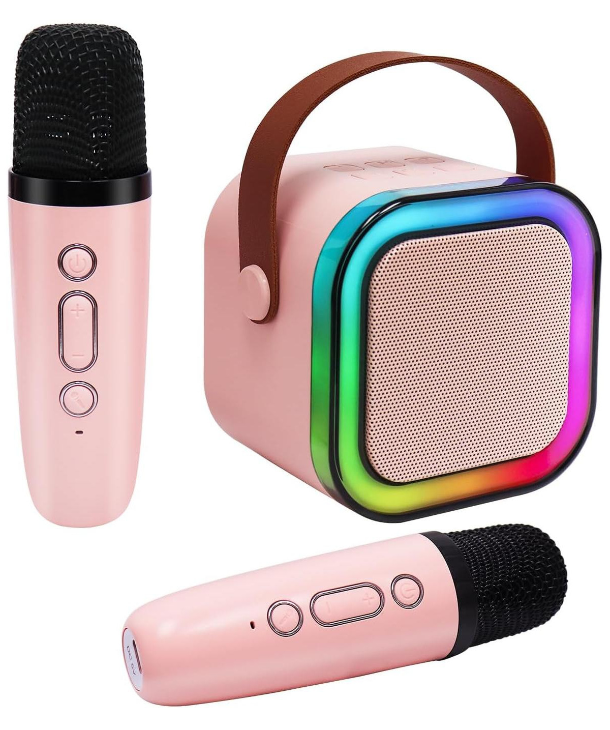 Zealsound Mini Karaoke Machine for Kids, Portable Bluetooth Speaker with 2 Wireless Mics, Led Lights, Gift for Girls & Boys, Ages 3-12+ (Pink) - Pink | Macy's