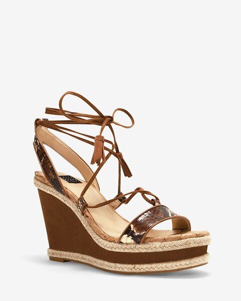 Women's Exotic-Print Lace-Up Wedge Sandals by White House Black Market | White House Black Market