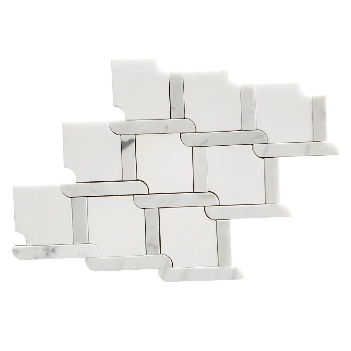 Thassos White & Carrara White 9-In X 9-In Waterjet Mosaic Floor And Wall Tile(0.54-Sq. Ft/ Piece) | Wayfair North America