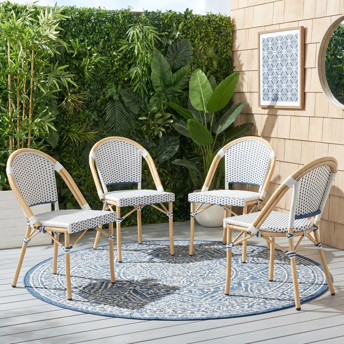 Altesa French Bistro Outdoor Dining Chairs Set of 4, Woven Indoor/Outdoor Dining Chair for Kitche... | Wayfair North America