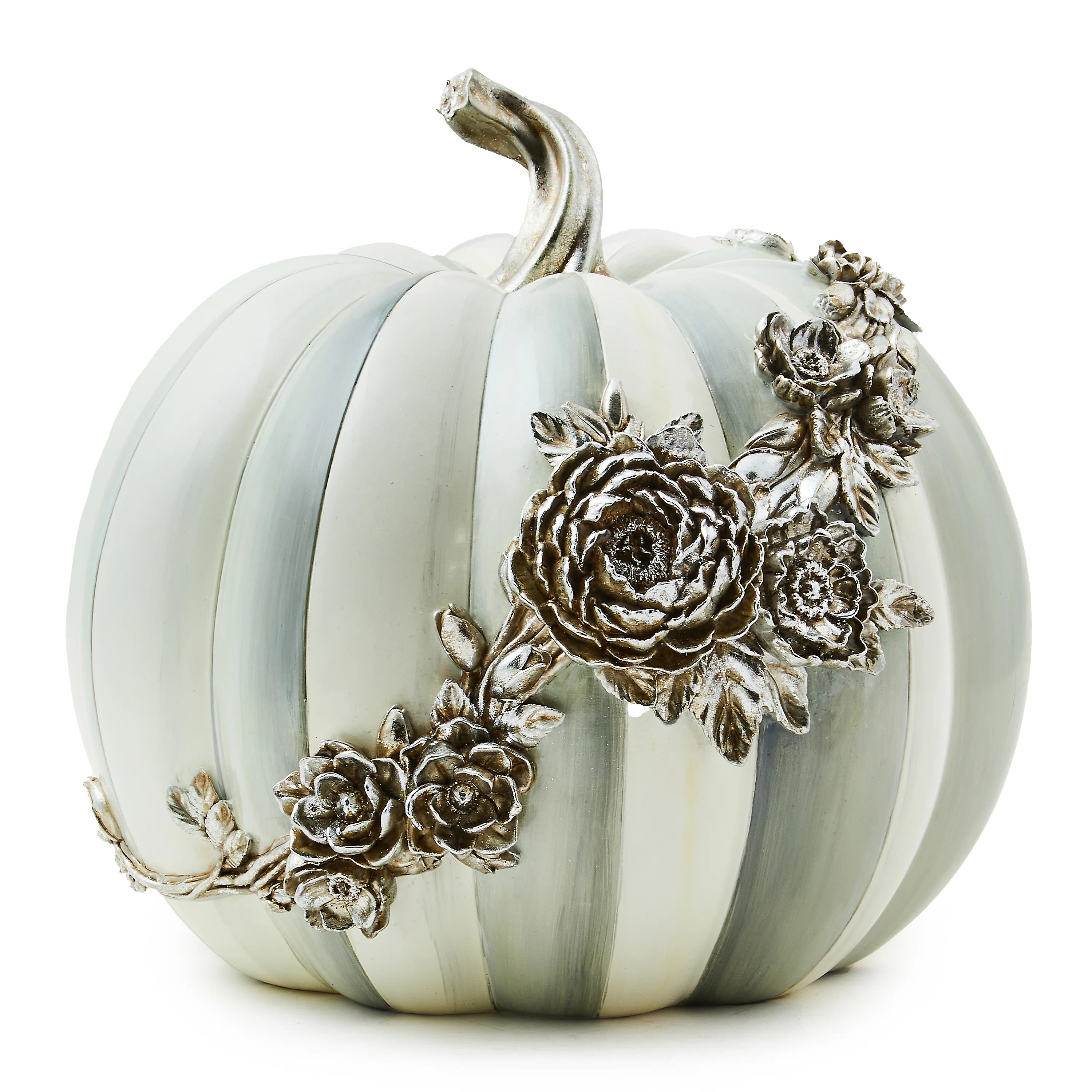 Sterling Stripe Silver Floral Garland Pumpkin | Wayfair North America