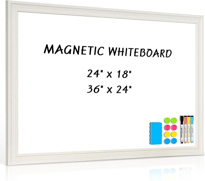 White Board for Wall, 24'' x 18'' Magnetic Dry Erase Board, Decorative Whiteboard, White Vintage ... | Amazon (US)