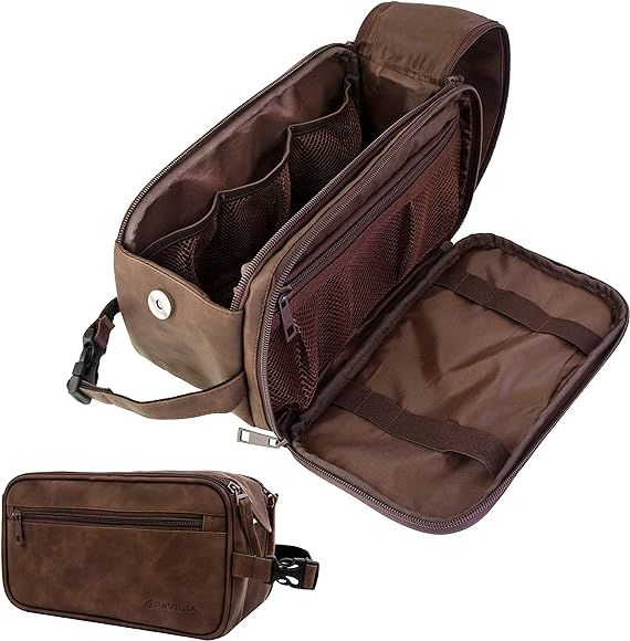 PAVILIA Toiletry Bag for Men, Travel Essentials Shaving Dopp Kit, Mens Travel Bag Toiletries Orga... | Amazon (US)