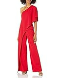 Adrianna Papell Women's Size One Shoulder Crepe Melania Jumpsuit Plus | Amazon (US)