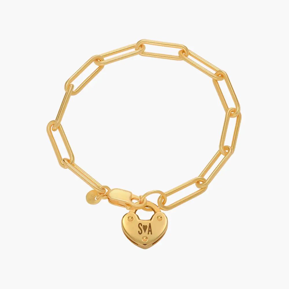 Heart Charm Lock Bracelet - Gold Vermeil | Oak & Luna (US)