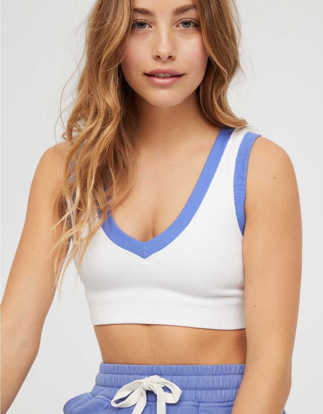 OFFLINE By Aerie Main Squeeze Seamless Plunge Sports Bra | American Eagle Outfitters (US & CA)