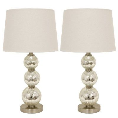 Set of 2 LED Tri - Tiered Glass Table Lamps Silver - Decor Therapy | Target