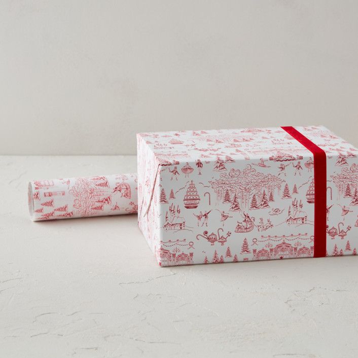 "Nutcracker Toile" - Customizable Wrapping Paper in Red by Teju Reval. | Minted