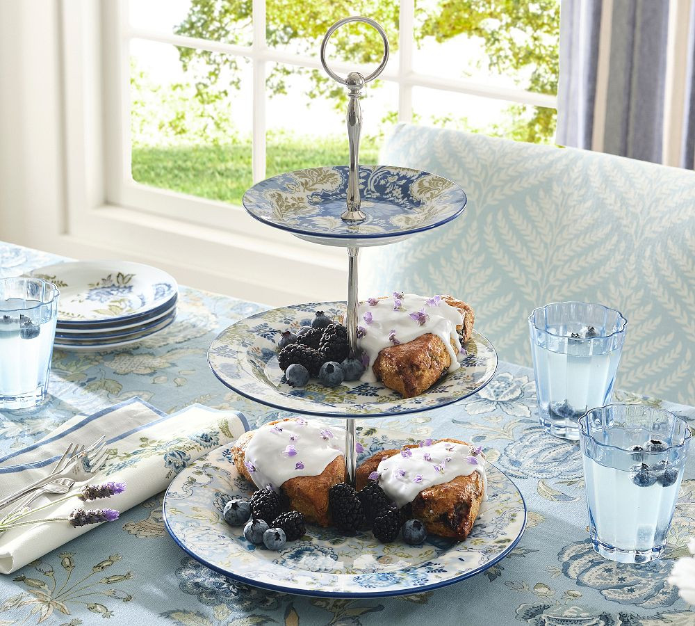 Kravet Jardin Stoneware Tiered Stand | Pottery Barn (US)