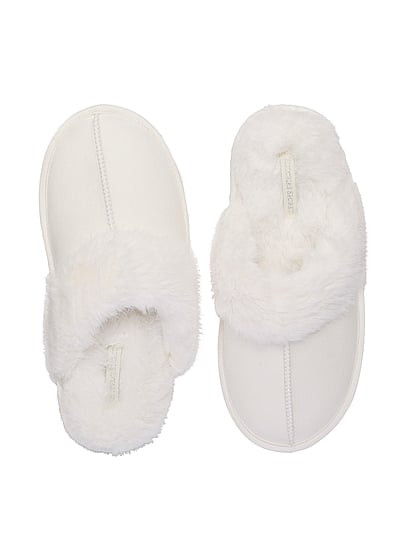 Faux Suede & Fur Closed-Toe Slippers, White/ivory, S - Women's - Victoria's Secret | Victoria's Secret (US / CA )