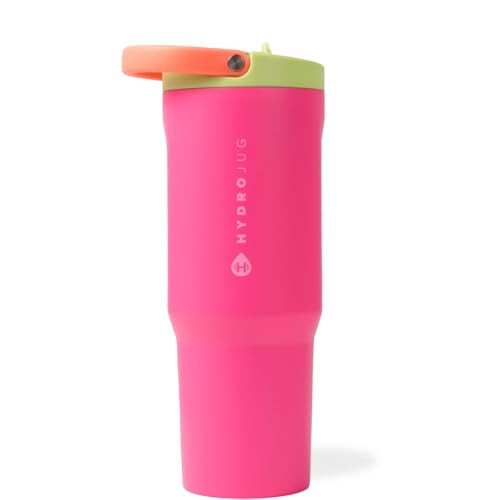 HydroJug Sport - Stainless Steel Tumbler with Straw, Vacuum Insulated, 32oz Leakproof Water Bottle, Ergonomic Design, Reusable, Dishwasher Safe, Rubber Base, Durable for Gym or Outdoors, Orchid | Amazon (US)