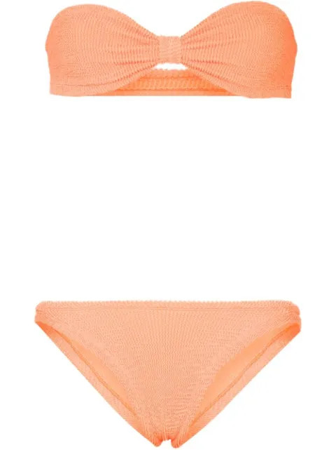Hunza G Jean crinkle-effect Bandeau Bikini - Farfetch | Farfetch Global