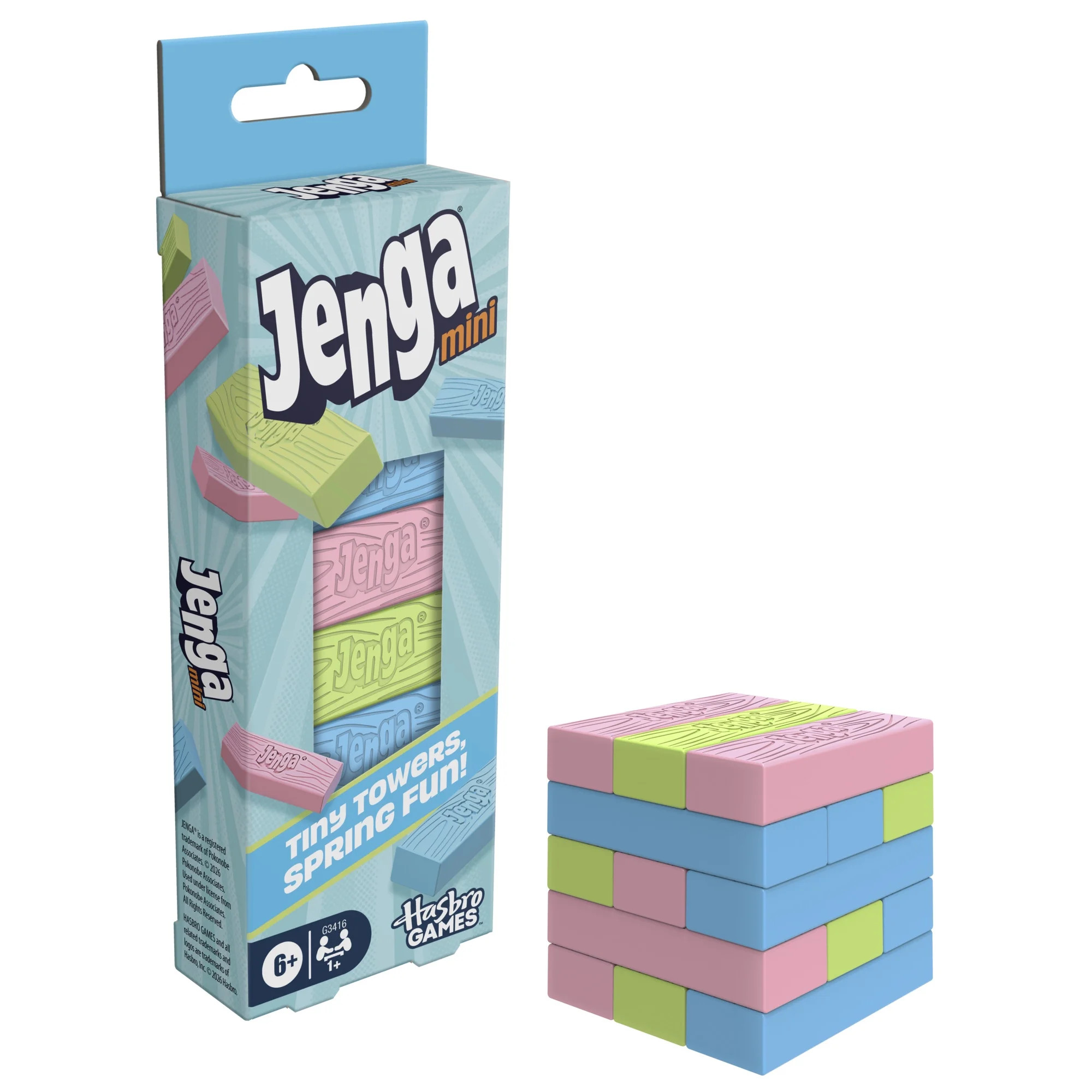 Official Hasbro Jenga Mini Game (Spring), Small Stacking Block Game for Kids, Easter Basket Stuff... | Walmart (US)