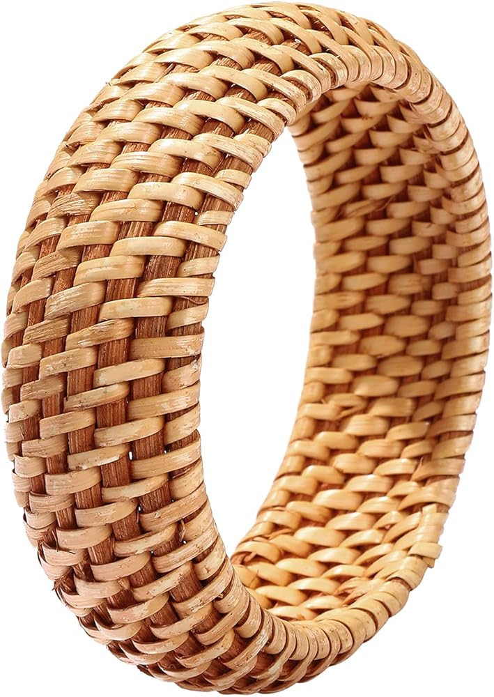 Rattan Bracelet For Women Girls Handmade Lightweight Straw Wicker Braid Woven Bangle Bracelet Sum... | Amazon (US)