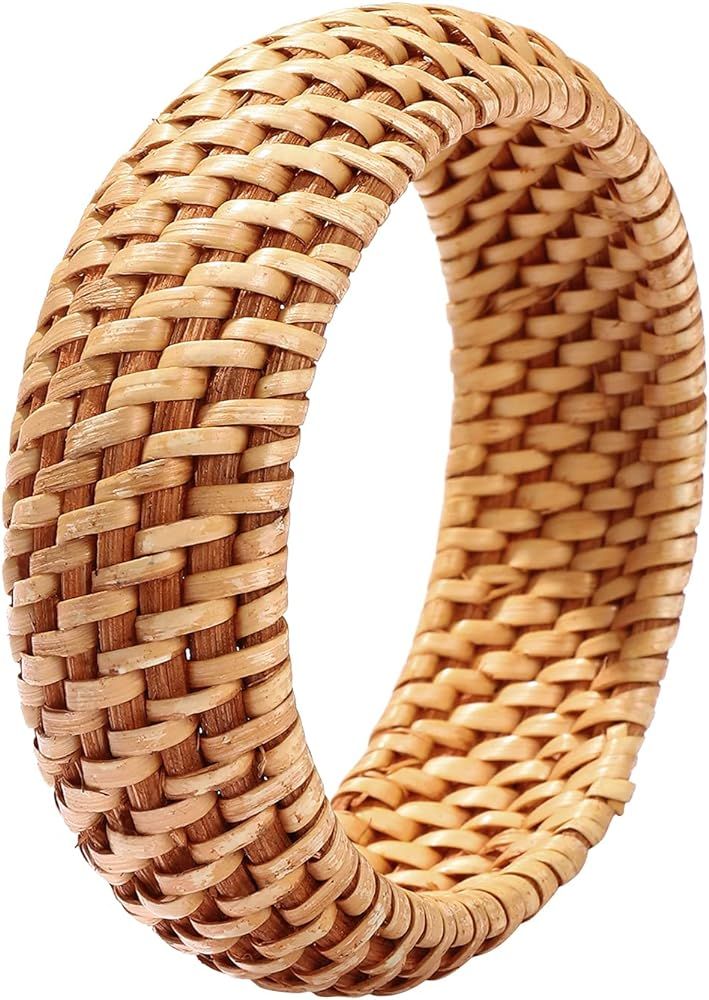 HEIDKRUEGER Rattan Bracelet For Women Girls Handmade Lightweight Straw Wicker Braid Woven Bangle ... | Amazon (US)