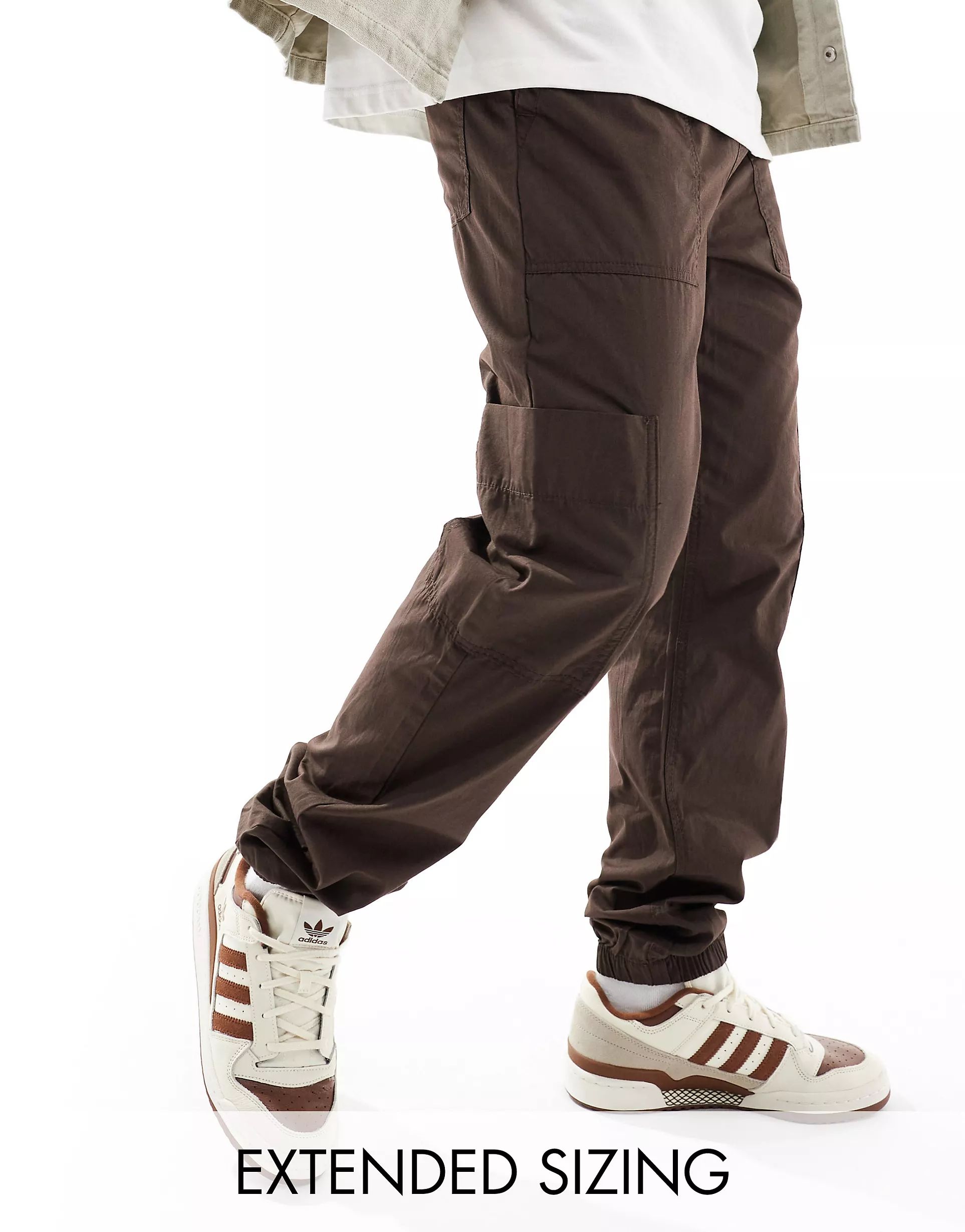 ASOS DESIGN pull on cargo sweatpants in brown with elastic waist | ASOS (Global)