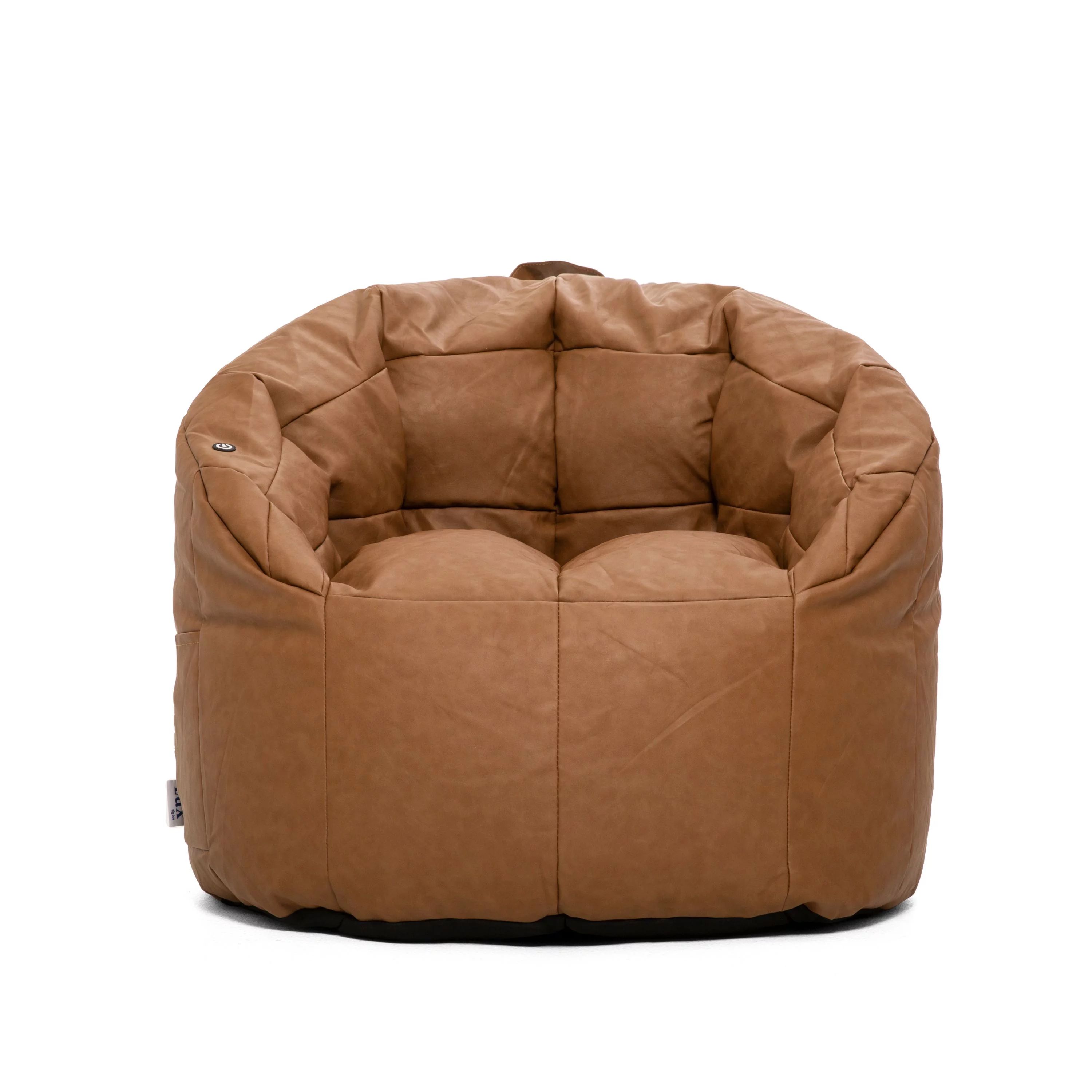 Big Joe Milano Bean Bag Chair with Vibe, Caramel Montana Leather | Walmart (US)