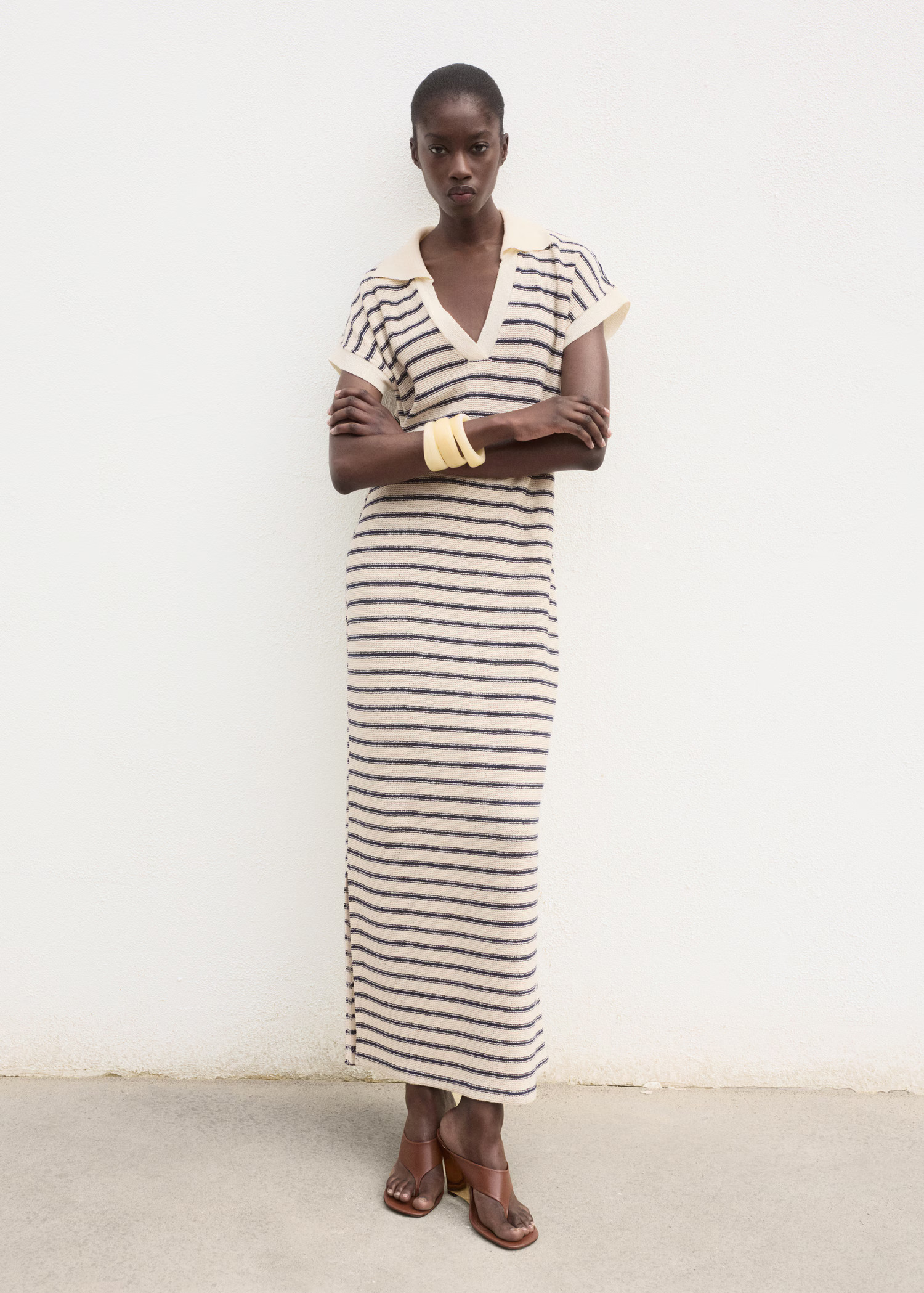 Long striped knitted dress - Women | MANGO USA | Mango (US/MX/AU)