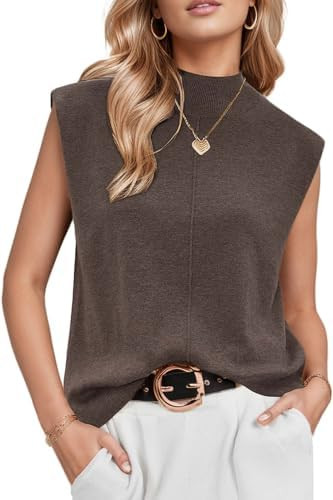 Arach&Cloz Women's Wool Blend Mock Neck Sweaters Vest Business Casual Trendy Tops Fall Outfits 20... | Amazon (US)