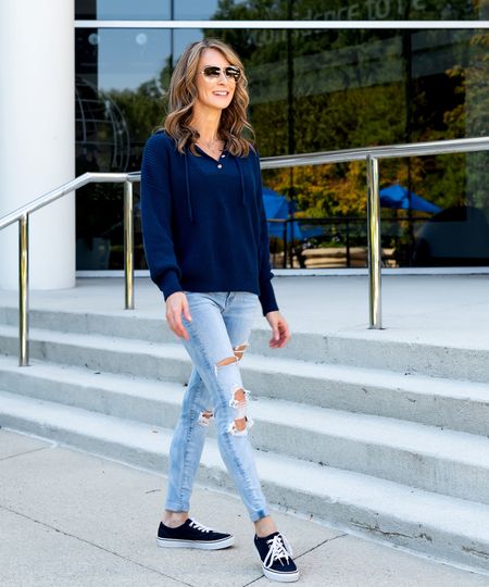 Happy Friday!  Bringing you a simple casual look. 
Sweater: Anrabess on Amazon (on sale)
Jeans: American Eagle (on sale)
Shoes: Vans
Sunglasses: Quay

#LTKsalealert #LTKunder50 #LTKstyletip