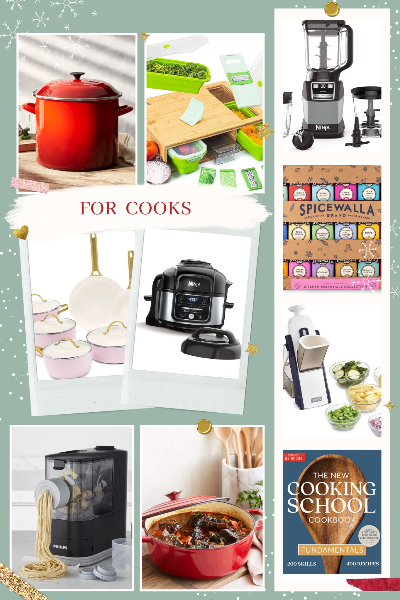 Christmas and Holiday Gifts for the home cooks on your list! All the tools they’ll need to create mouthwatering meals: stockpot, Dutch oven, cutting board prep station, nonstick pots and pans set, mandolin, food smoker, EVOO, and spices.

#LTKGiftGuide #LTKHoliday #LTKCyberWeek