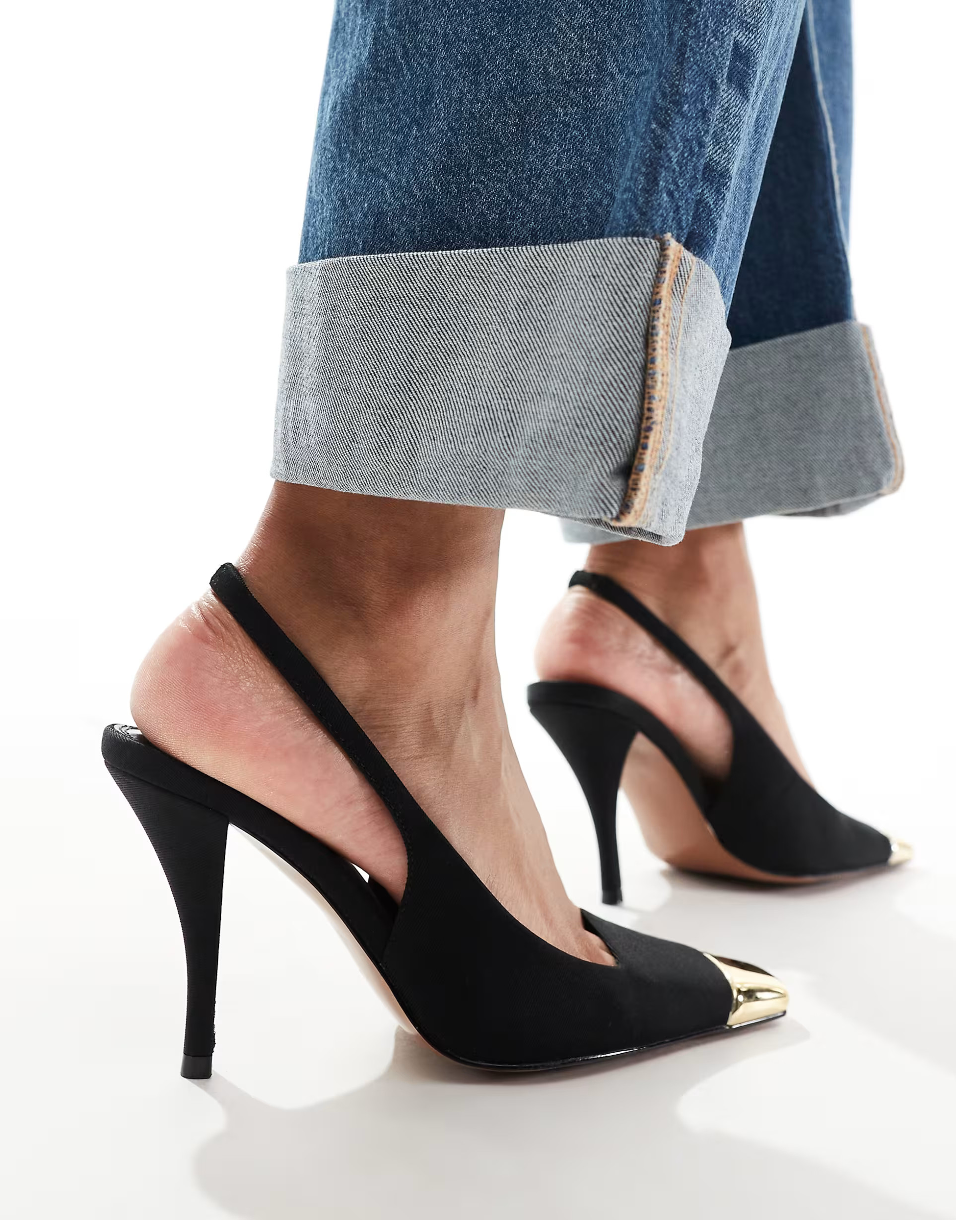ASOS DESIGN Proud toe cap slingback heels in black | ASOS (Global)