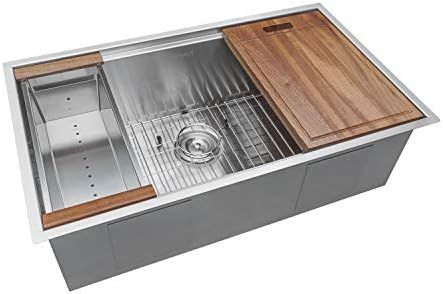 Ruvati 32-inch Workstation Ledge Tight Radius Undermount 16 Gauge Kitchen Sink Single Bowl - RVH8... | Amazon (US)