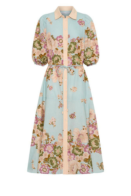 Alma Midi Shirt Dress in Blue | Bohemian Traders