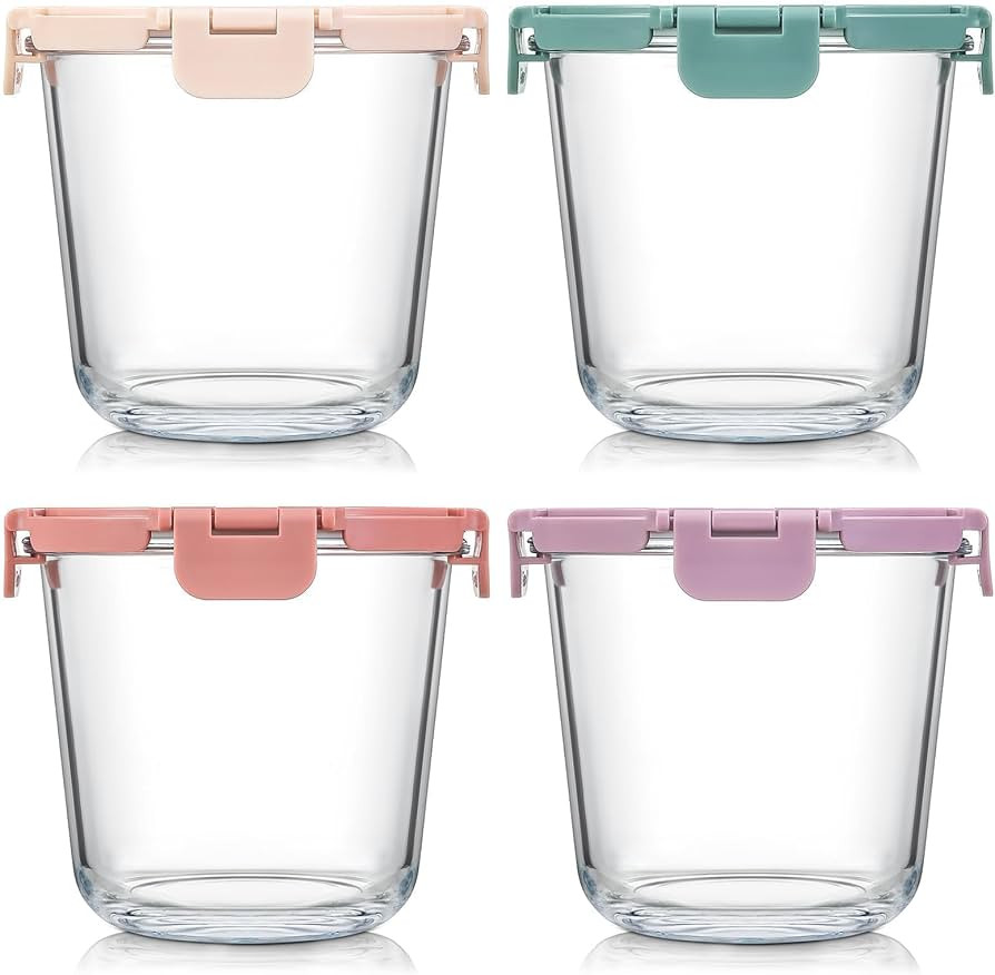 [UPGRADED LID] 6 Sets 3 Cup/24oz Borosilicate Glass Meal Prep Containers with Lids, Food Storage ... | Amazon (US)