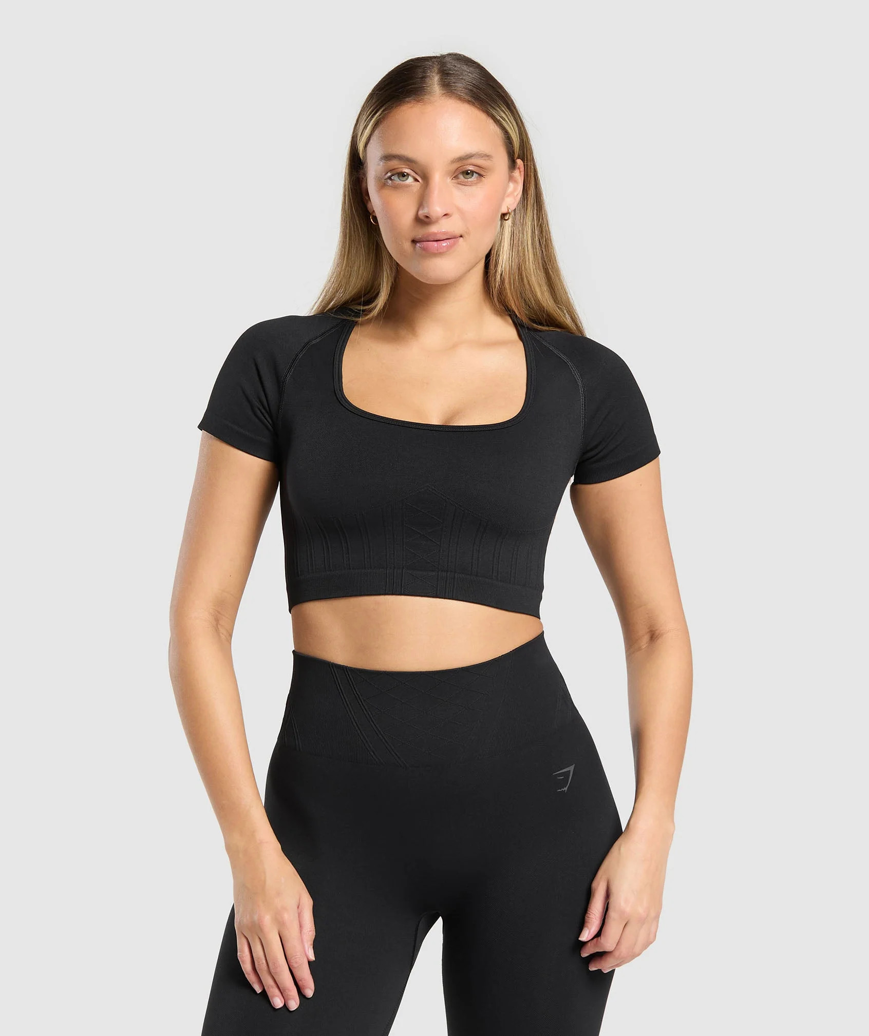 Gymshark Corset Seamless Crop Top - Black | Gymshark EU