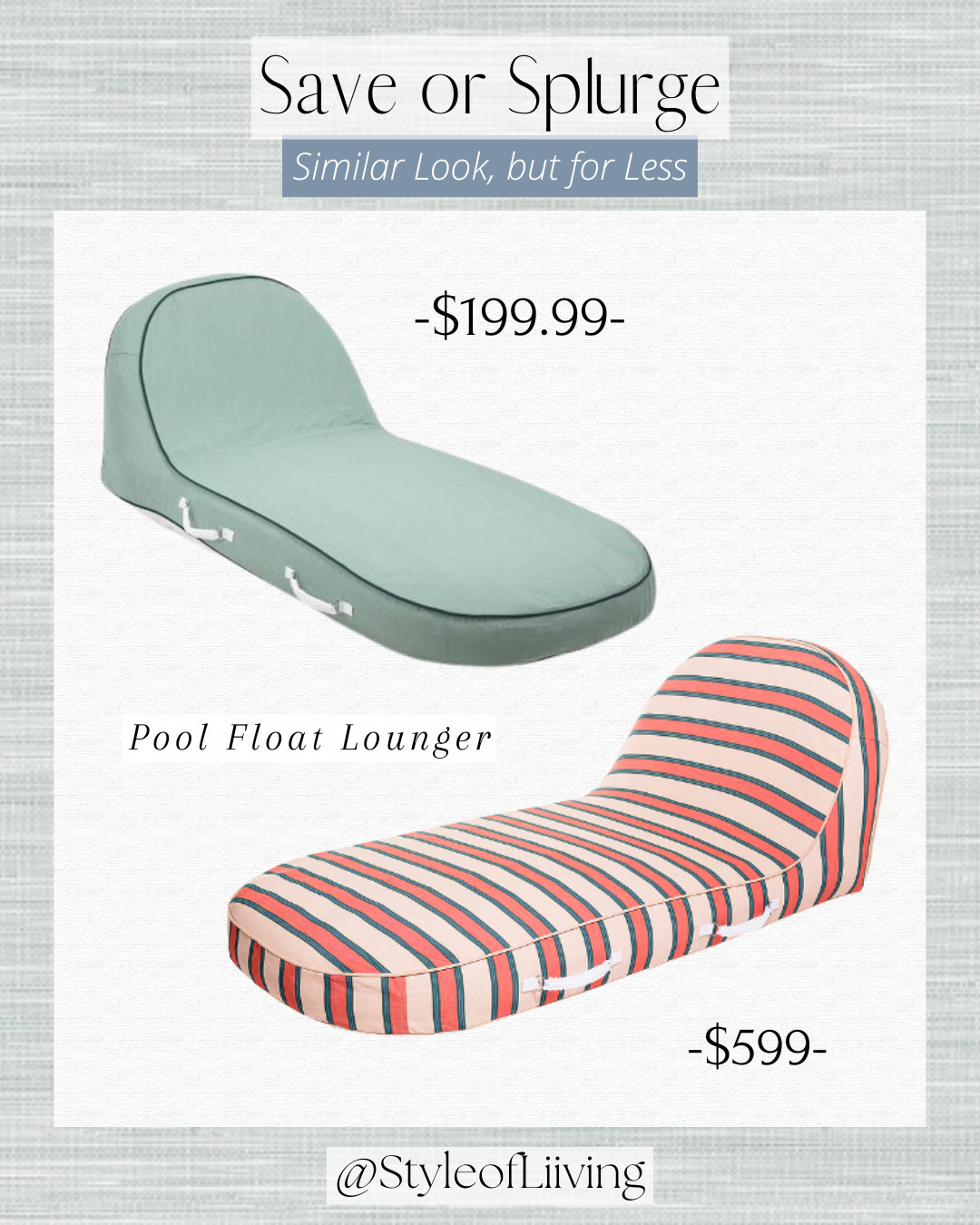 Pool float loungers! Save or splurge. Contrast piping, drainage holes on the bottom, high quality one way valve, 4 side carry handles. #poolfloat #poolfloats #tjmaxx #marshalls #poollounger #inflatablefloat #vacation  

 #LTKSeasonal #LTKU #LTKSwim
