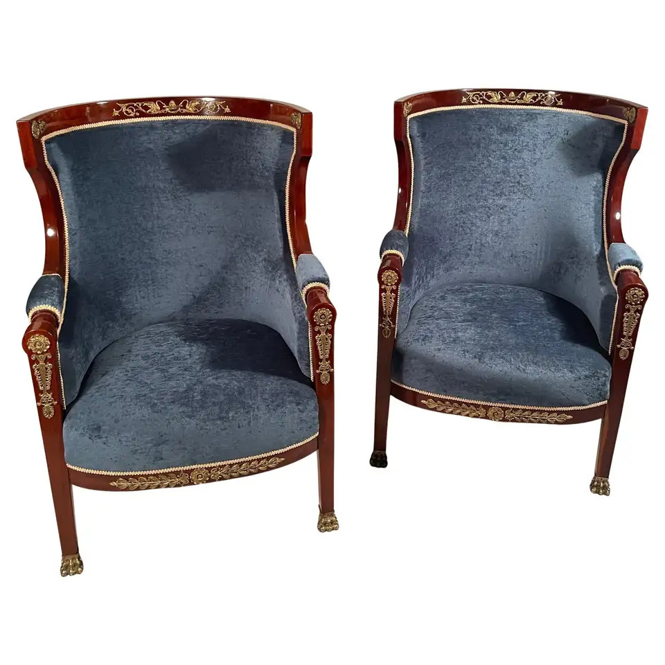 Pair of French Empire Barrel Armchairs, 19th century | 1stDibs