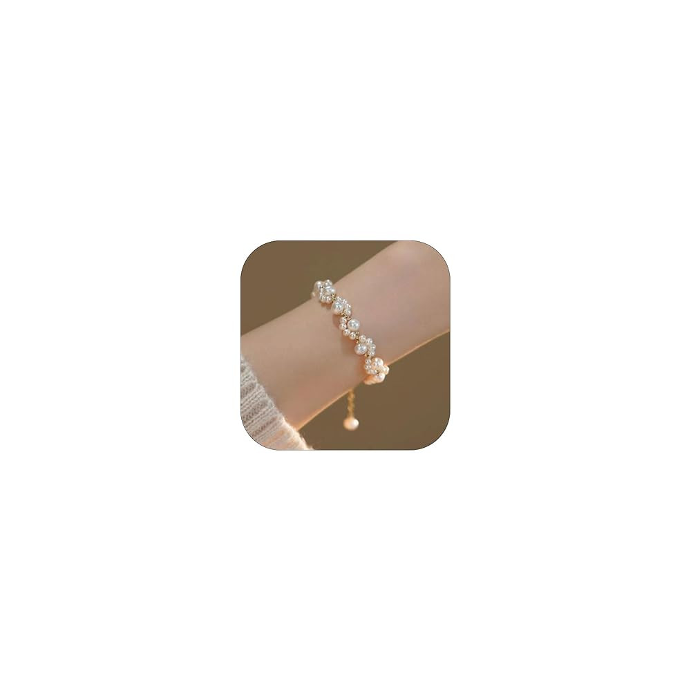 Pearl Bracelet for Women Gifts Trendy Stuff Dainty Bracelet White Baroque Pearl Wrist Bracelets B... | Amazon (US)