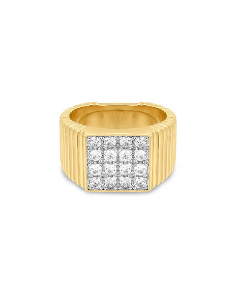 The Pave Square Signet Ring | Luv Aj Inc.