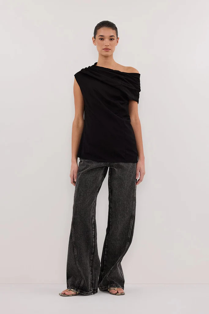 ANDY BLACK ASYM DRAPED TOP | DISSH