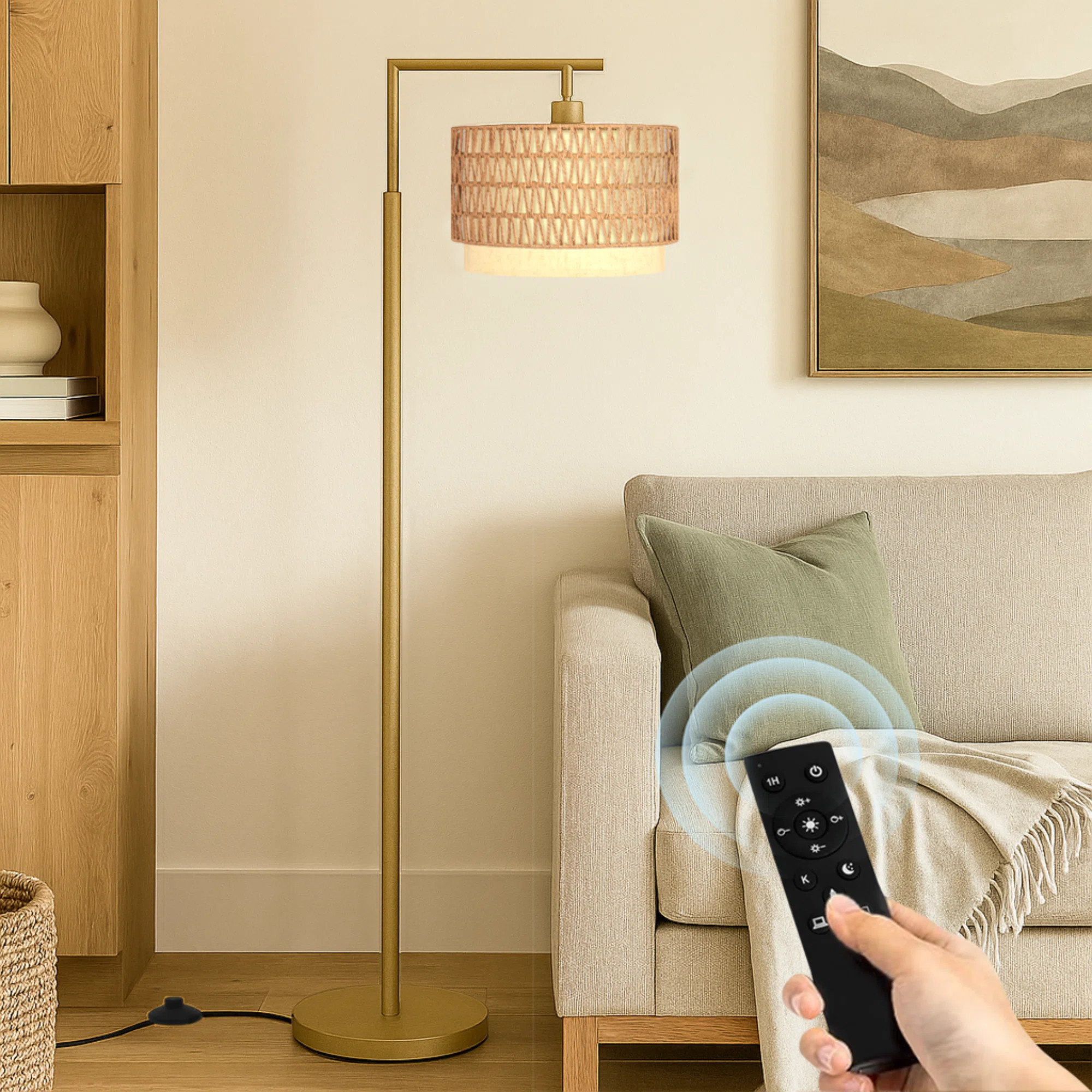 Arched/arc Floor Lamp With Remote Control, Dimmable Bulb Included | Wayfair North America