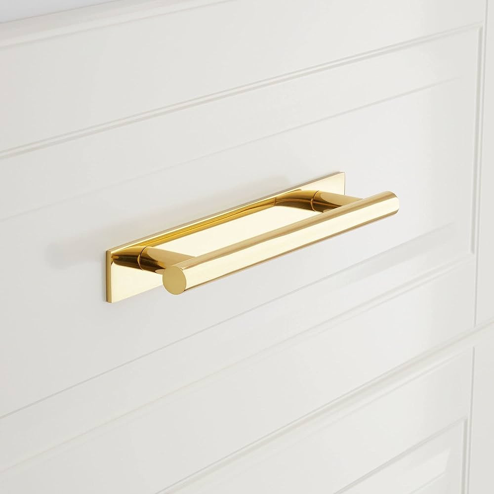 Signature Hardware 465164 Avignon 3-3/4 Inch Center to Center Bar Cabinet Pull - Polished Brass | Amazon (US)