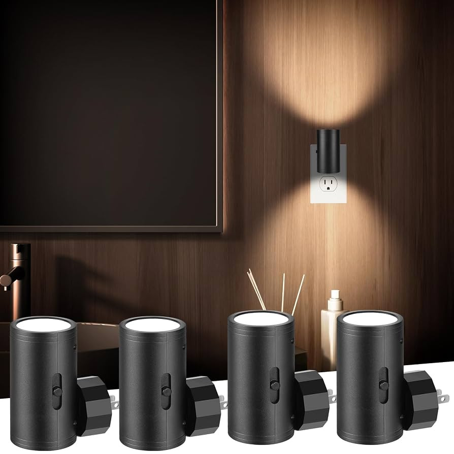4 Pack LED Night Light Plug in, Dusk to Dawn Sensor,5-300LM Adjustable Brightness, Soft White 300... | Amazon (US)