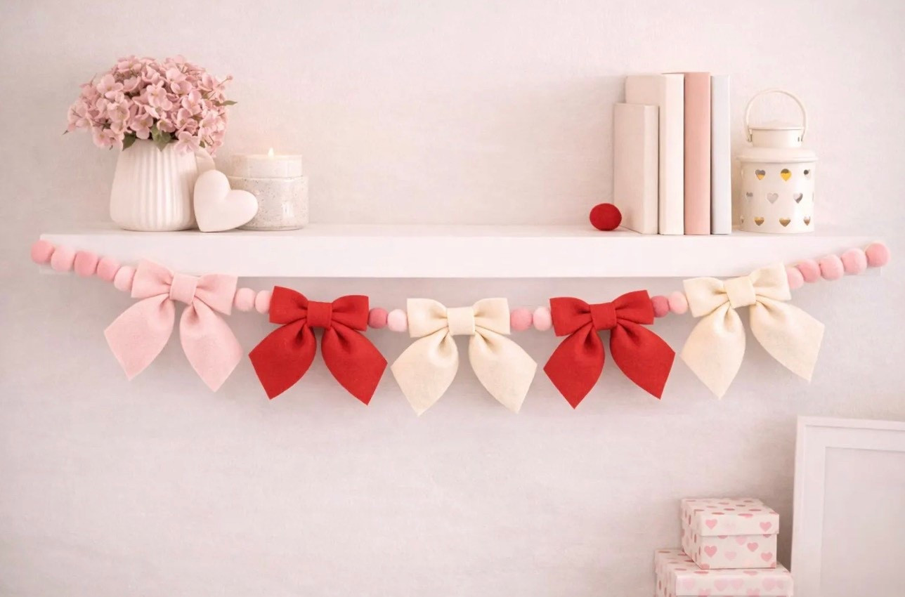 Obsessed with this felt bow garland!!! How perfect is this for decorating your home for Valentine’s Day?!?  


#valentinesday #farmhousevalentines #valentinesdecorating

#LTKHome #LTKValentine #LTKSeasonal