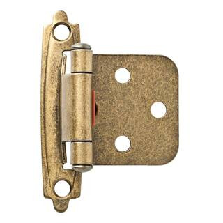 Antique Brass Self-Closing Overlay Cabinet Hinge (1-Pair) | The Home Depot